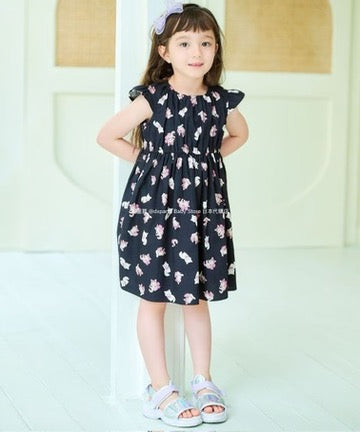 Japanese children's clothing aF#a325 small flying sleeve dress 90-160cm girls summer dresses