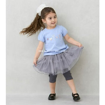 Japanese children's clothing pe#main contact cool embroidered top 80-130cm girls summer TOPS