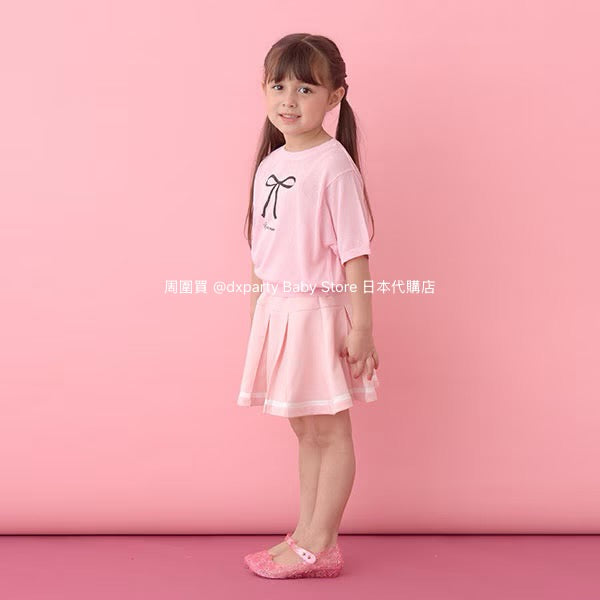 Japanese children's clothing Ly# mine bow print top 110-140cm girls summer TOPS