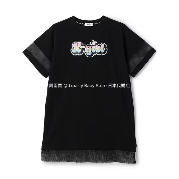 Japanese children's clothing X-girl Stages mesh patchwork dress 80-140cm girls summer dresses