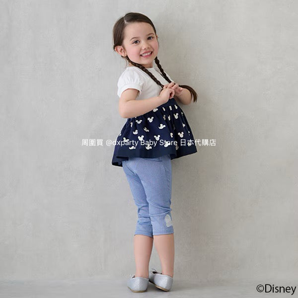 Japanese children's clothing pe#main x Disney patchwork top 80-130cm girls summer TOPS