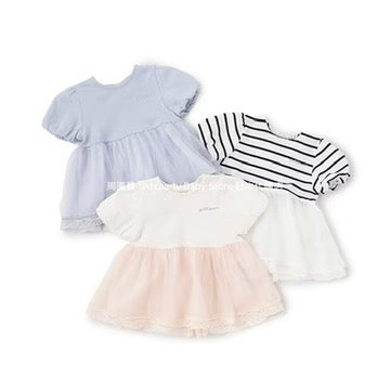 Japanese children's clothing pe#main ruffled mesh top 80-130cm girls summer TOPS