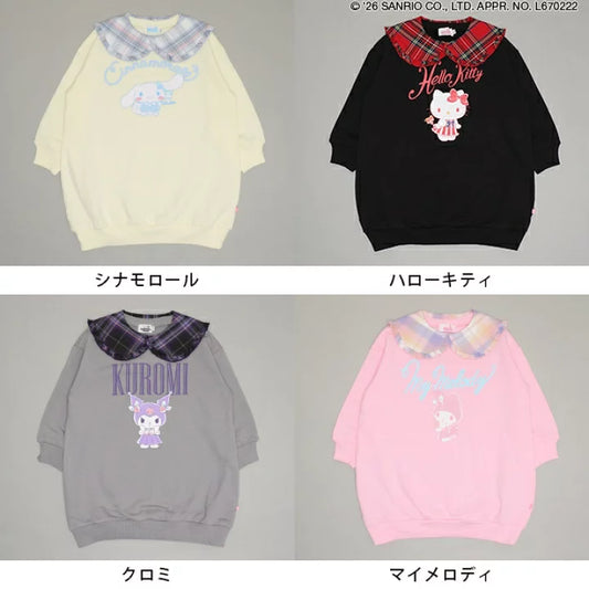 日本童裝 BDL x Sanrio 格仔翻領衛衣裙 90-130cm 女童款 秋季 DRESSES