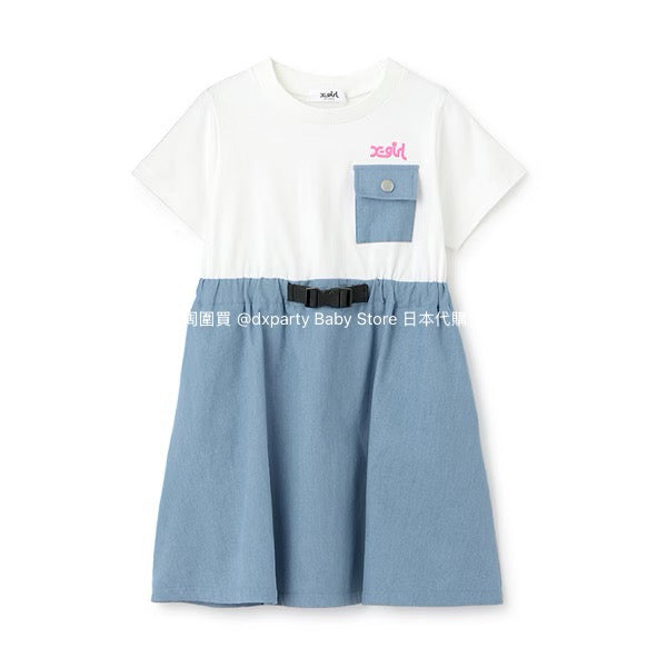 Japanese children's clothing X-girl Stages patchwork dress 80-140cm girls summer dresses