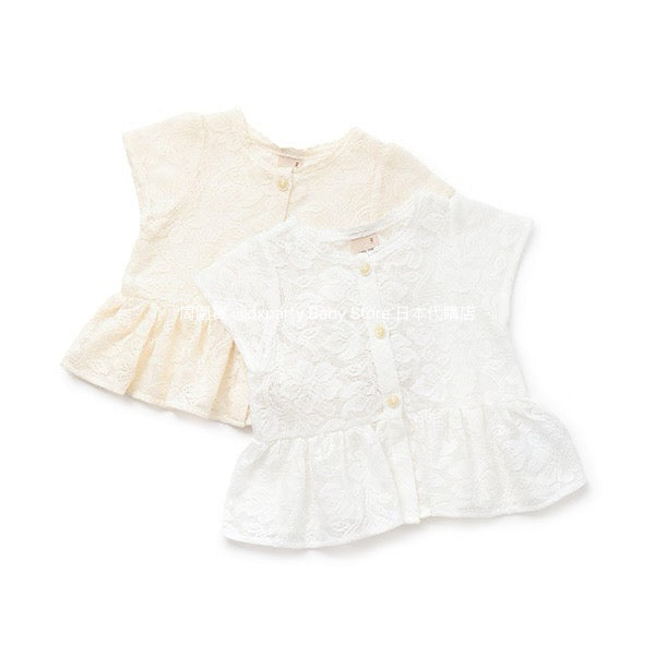 Japanese children's clothing pe#main lace skirt shirt 80-130cm girls summer TOPS