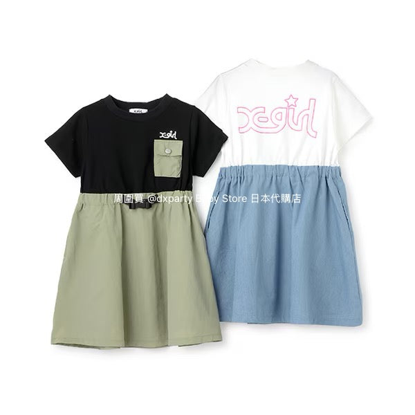 Japanese children's clothing X-girl Stages patchwork dress 80-140cm girls summer dresses
