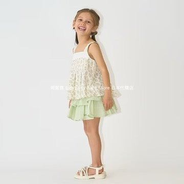 Japanese children's clothing Ly# mine ruffled camisole top 100-150cm girls summer TOPS