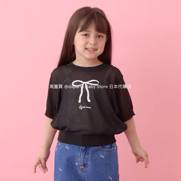 Japanese children's clothing Ly# mine bow print top 110-140cm girls summer TOPS