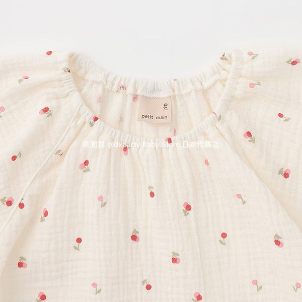 Japanese children's clothing pe#main puff sleeve double gauze pajamas 80-130cm girls' summer pajamas series