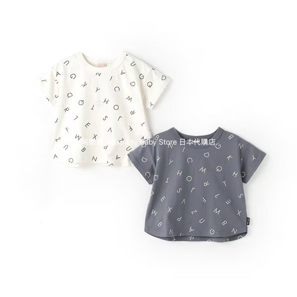 Japanese children's clothing pe#main contact cool print top 80-130cm boys/girls summer TOPS