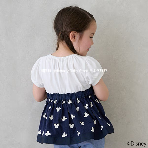 Japanese children's clothing pe#main x Disney patchwork top 80-130cm girls summer TOPS
