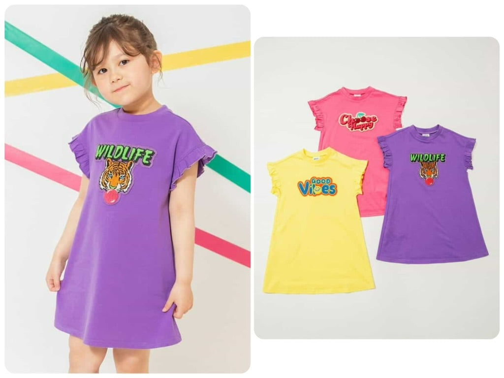 Japanese children's clothing BREEZE 3D fur pattern dress 80-140cm girls summer dresses