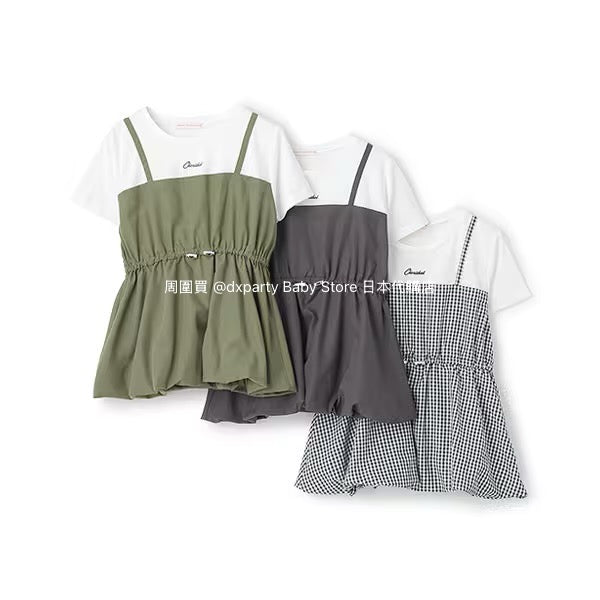 Lovetoxic Japanese children's clothing fake two-piece top 140-160cm girls summer TOPS