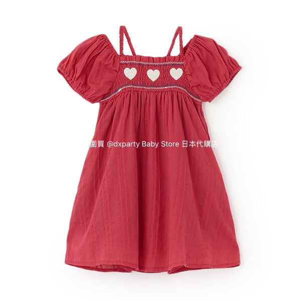 Japanese children's clothing pe#main Heart embroidered dress 80-130cm Girls' summer dresses