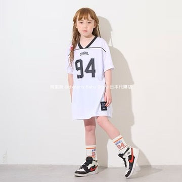 X-girl Stages Japanese Kidswear Cool-to-the-Touch Quick-Drying Sporty Dress (100-140cm) for Girls Summer