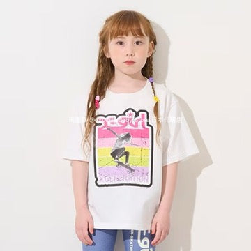 Japanese children's clothing X-girl Stages skateboard girl print top 90-140cm girls summer TOPS
