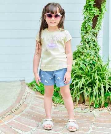 Japanese children's clothing aF#a325 3D printed top 90-160cm girls summer TOPS