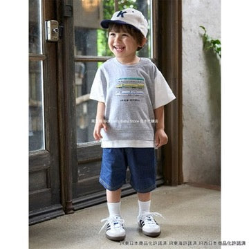 Japanese children's clothing pe#main x Shinkansen two-piece top 80-130cm boys' summer TOPS railway series
