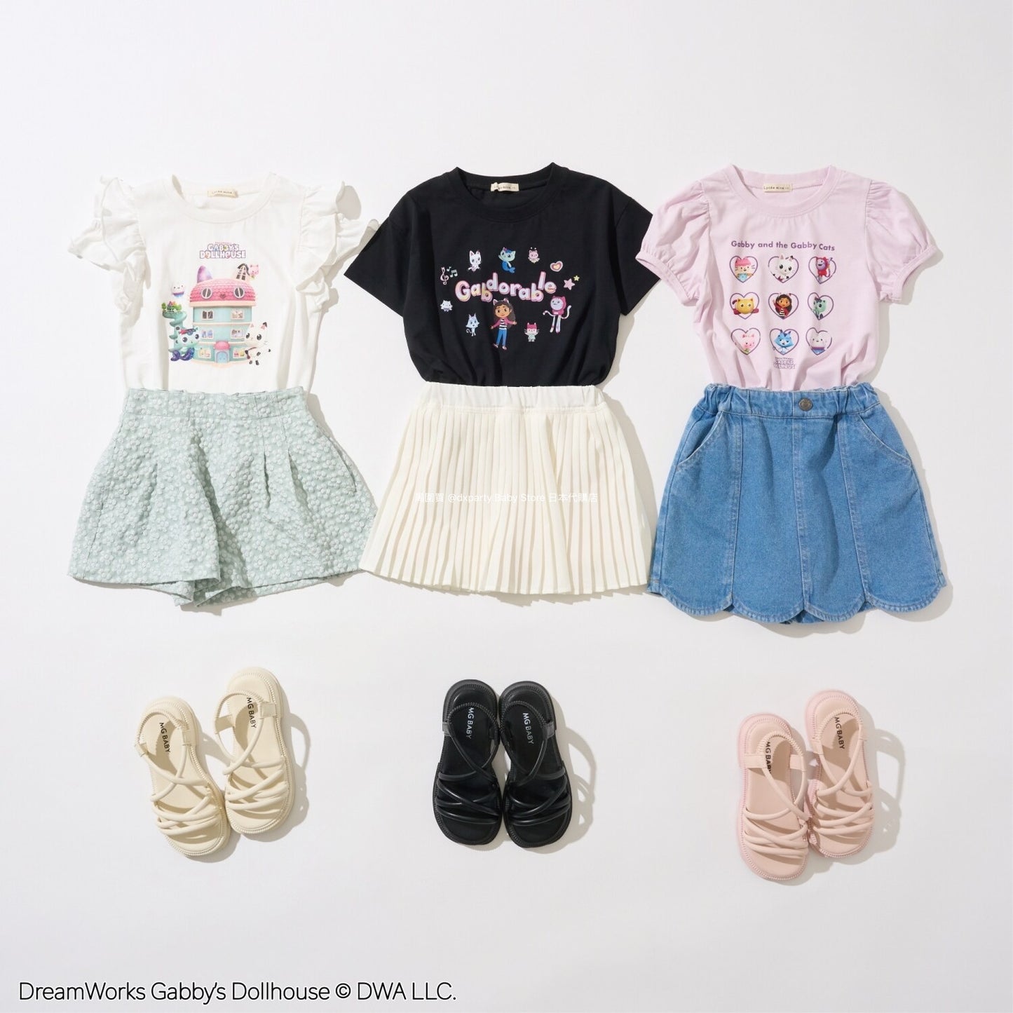 Japanese children's clothing Ly# mine x GABBY'S DOLLHOUSE small flying sleeve top 100-130cm girls summer TOPS
