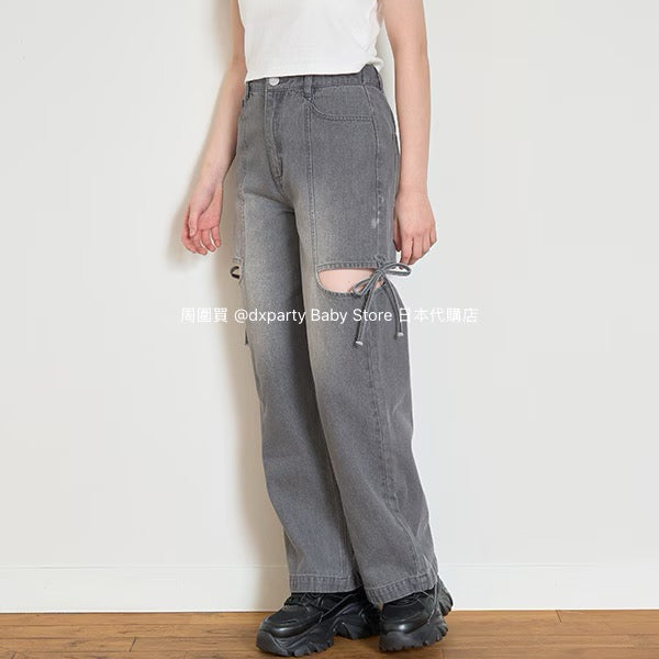 Lovetoxic Ribbon Slit Jeans (140-160cm) for Girls (Summer)