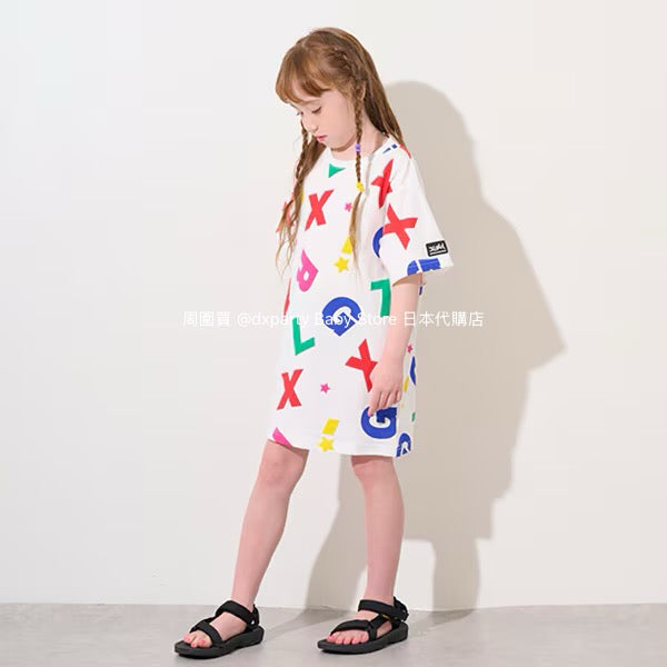 Japanese children's clothing X-girl Stages colorful logo print dress 80-140cm girls summer dresses