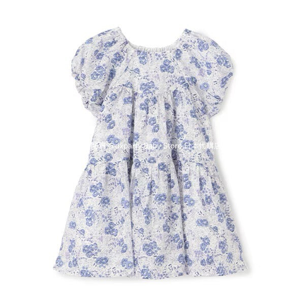 Japanese children's clothing pe#main cool-to-touch, quick-drying lantern-sleeve dress (80-130cm) for girls (summer dresses)