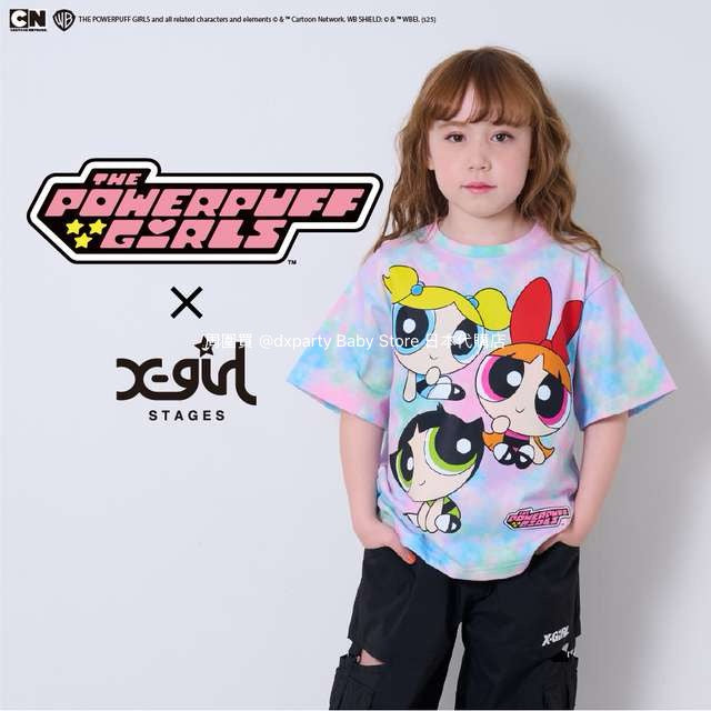 Japanese children's clothing X-girl Stages x Flying Girls tie-dye top 90-140cm girls summer TOPS