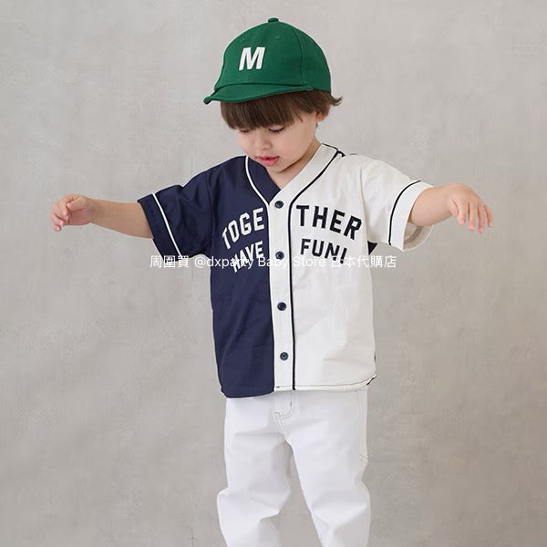 Japanese children's clothing pe#main baseball style shirt 80-130cm boys summer TOPS