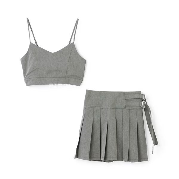 Lovetoxic Japanese Children's Clothing Suspender Skirt Two-Piece Set 140-160cm Girls Summer TOPS SKIRTS