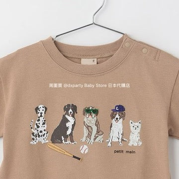 Japanese children's clothing pe#main anti-fouling series dog print top 80-130cm boys' summer TOPS