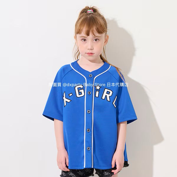 Japanese children's clothing X-girl Stages baseball style shirt 100-140cm girls summer TOPS