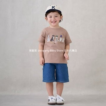 Japanese children's clothing pe#main anti-fouling series dog print top 80-130cm boys' summer TOPS