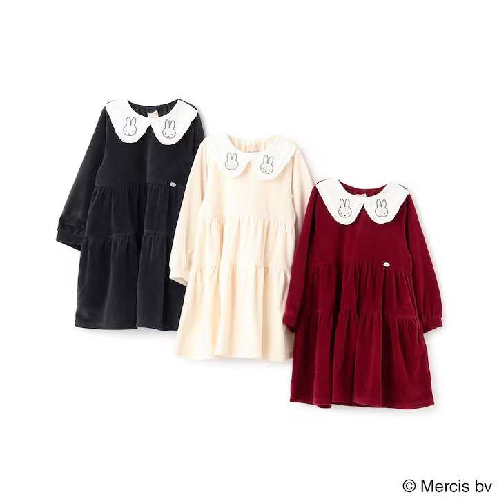 日本童裝 pe#main x miffy 翻領連身裙 80-130cm 女童款 冬季 DRESSES 聖誕紅/新年紅