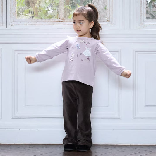 日本童裝 pe#main 毛絨絨喇叭褲 80-130cm 女童款 冬季 PANTS