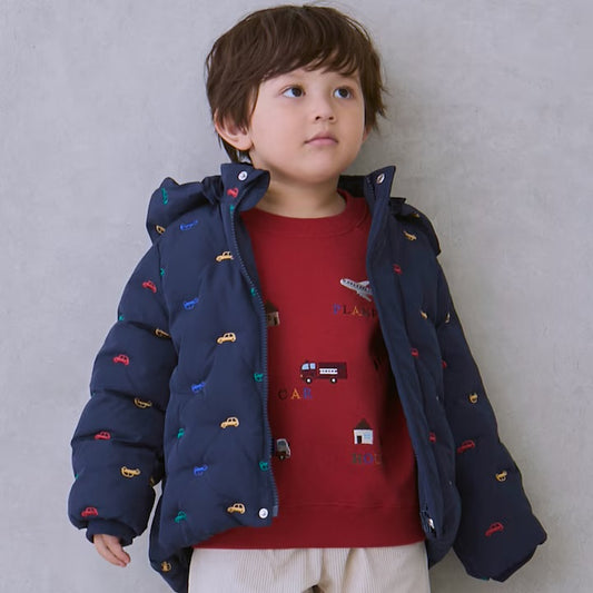 日本童裝 pe#main 刺繡絎縫夾棉外套 80-130cm 男童款 冬季 (適合香港平均溫度、寒冷天氣)OUTERWEAR