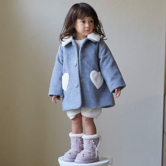 日本童裝 pe#main 毛領心型口袋外套 80-130cm 女童款 冬季 (適合香港平均溫度、寒冷天氣)OUTERWEAR