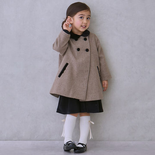 日本童裝 pe#main 雙排扣大褸 90-130cm 親子裝 女童款 冬季 (適合香港平均溫度、寒冷天氣、溫度低天氣)OUTERWEAR 面試/宴會/表演