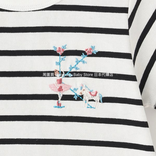 Japanese children's clothing pe#main embroidered English lettering top 80-130cm girls summer TOPS