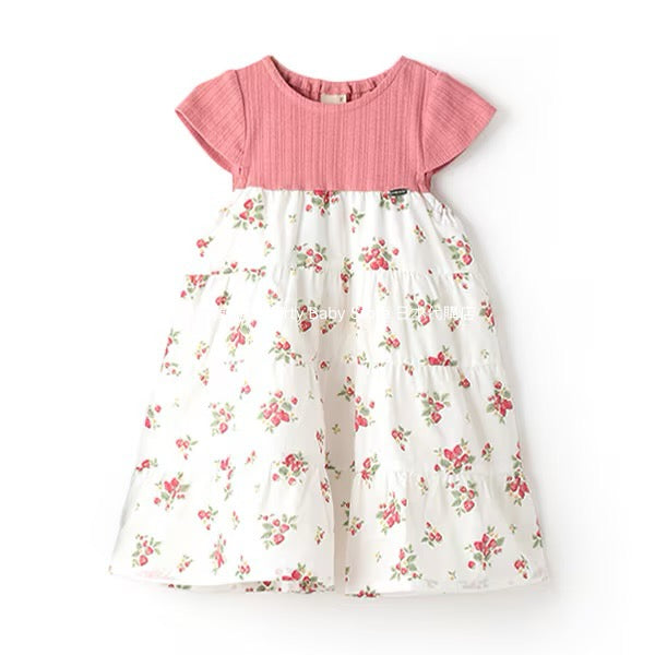 Japanese children's clothing pe#main patchwork dress 80-130cm girls summer dresses