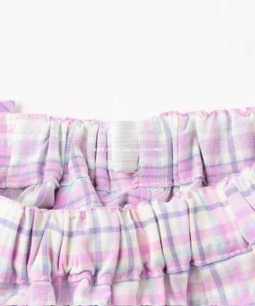 Japanese children's clothing aF#a325 checkered bow shorts 100-160cm girls summer PANTS