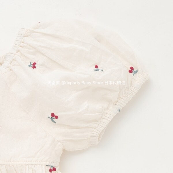 Japanese children's clothing pe#main cherry embroidered top 80-130cm girls summer TOPS