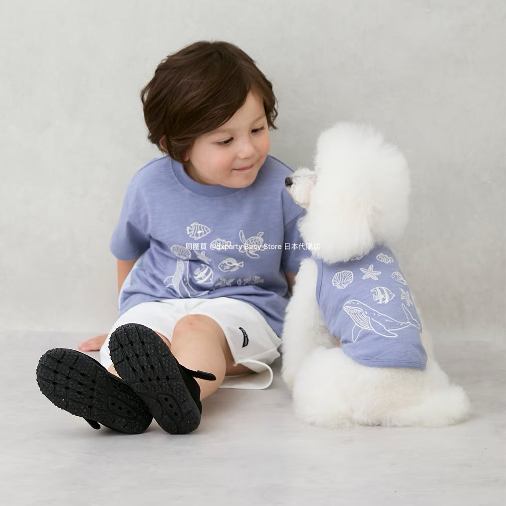 Japanese children's clothing pe#main Contact Cool Ocean Embroidery Top 80-130cm Boys/Girls Summer TOPS