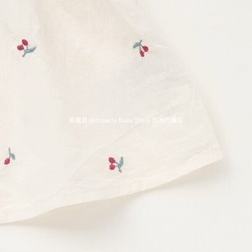 Japanese children's clothing pe#main cherry embroidered top 80-130cm girls summer TOPS