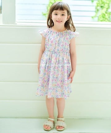 Japanese children's clothing aF#a325 small flying sleeve dress 90-160cm girls summer dresses