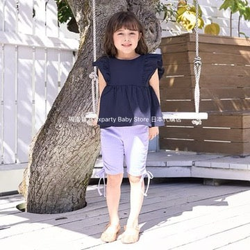 Japanese children's clothing Ly# mine ruffle sleeve top 100-150cm girls summer TOPS