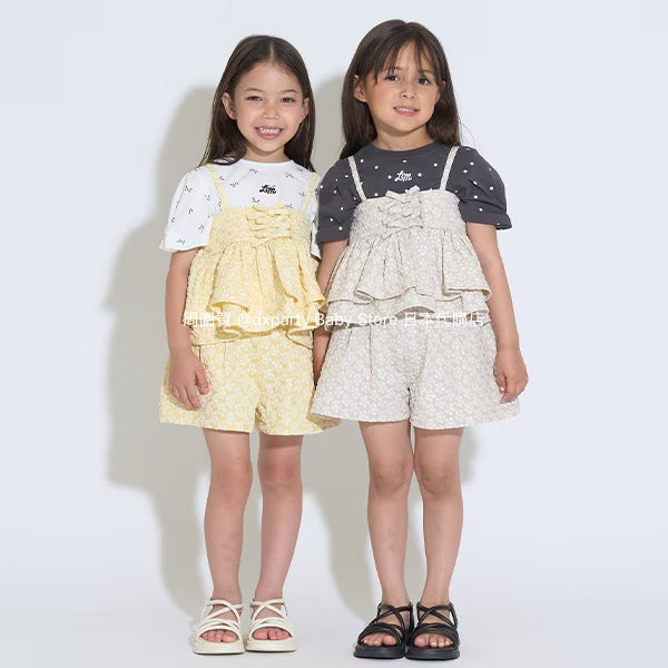 Japanese children's clothing Ly# mine tank top and shorts set 100-150cm girls summer TOPS PANTS