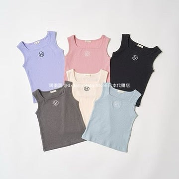 Japanese children's clothing Ly# mine square neck vest 100-150cm girls summer TOPS