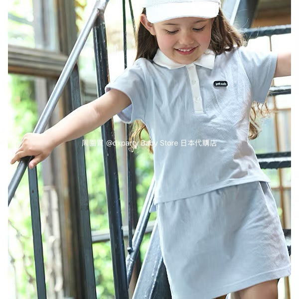 Japanese children's clothing pe#main Contact Cool Polo Two-Piece Set 80-130cm Girls Summer TOPS SKIRTS