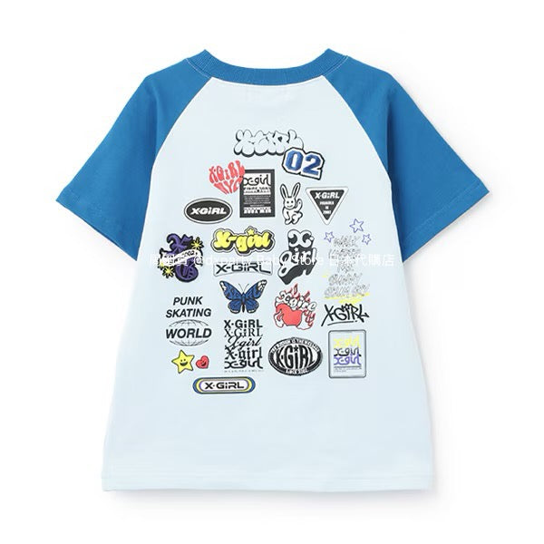 Japanese children's clothing X-girl Stages printed top 80-140cm girls summer TOPS