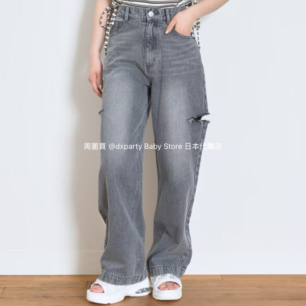 Lovetoxic Japanese children's clothing ripped jeans wide-leg pants 140-170cm girls summer PANTS